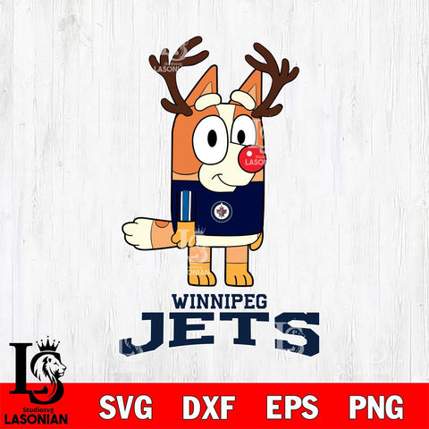 Winnipeg Jets Bluey Chilli Christmas Deer Svg Eps Dxf Png File, Digital Download