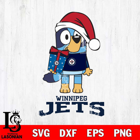 Winnipeg Jets Bluey Christmas Svg Eps Dxf Png File, Digital Download