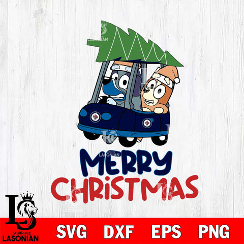 Winnipeg Jets Bluey Merry Christmas Svg Eps Dxf Png File, Digital Download