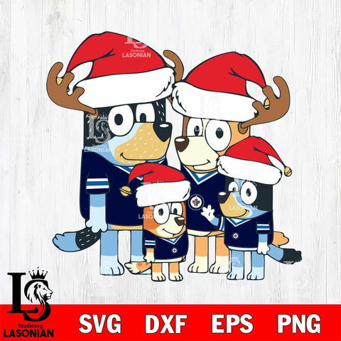 Winnipeg Jets Bluey Santa Family Svg Eps Dxf Png File, Digital Download, Instant Download