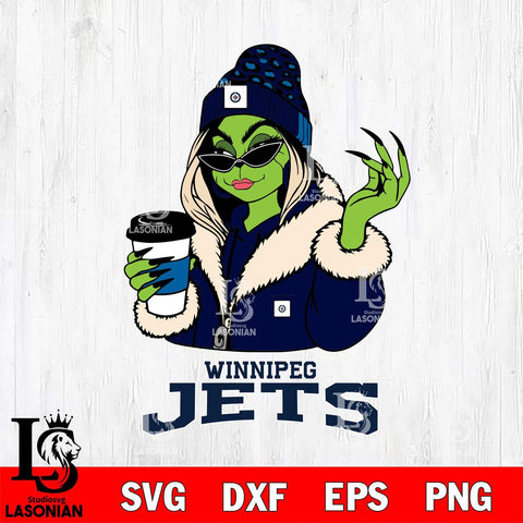 Winnipeg Jets Boujee Grinch Girls Christmas Cut Files, Cricut,Christmas Svg Dxf Eps Png file , Digital Download