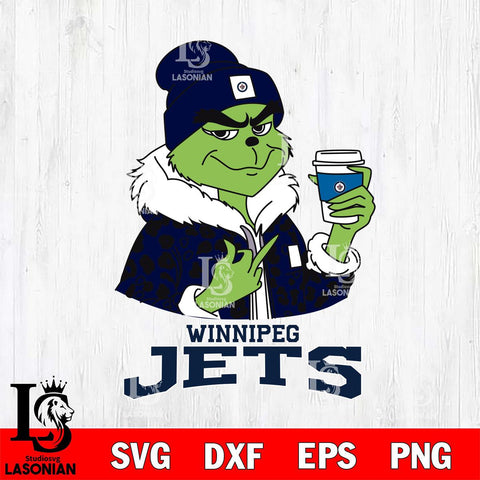 Winnipeg Jets Boujee Grinch Leopard Christmas Cut Files, Cricut,Christmas Svg Dxf Eps Png file , Digital Download