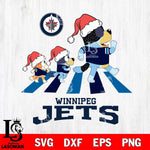 Winnipeg Jets Christmas Family Bluey Walking Svg, Christmas Svg , NHL svg , Digital Download, dxf eps png pdf file