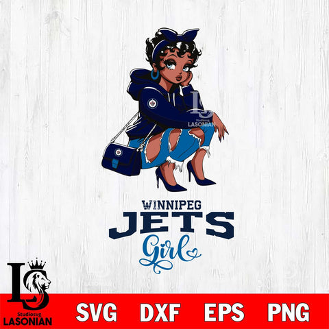 Winnipeg Jets Fashion Black Fan Girl Betty Boop, Svg Eps Dxf Png File, Digital Download