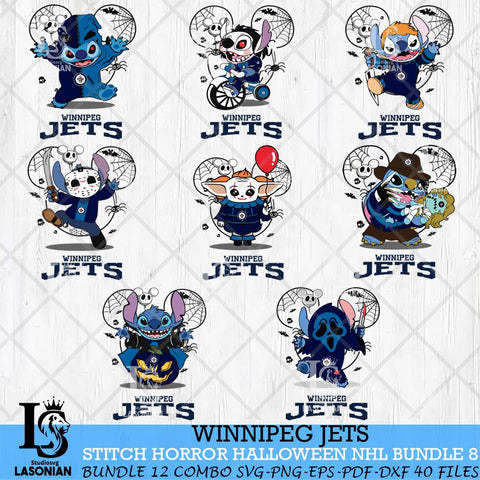 Winnipeg Jets Stitch Halloween Bundle 8 SVG Svg Eps Dxf Png File, Digital Download, Instant Download