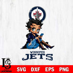 Winnipeg Jets Style Black Fan Girl Betty Boop, Svg Eps Dxf Png File, Digital Download