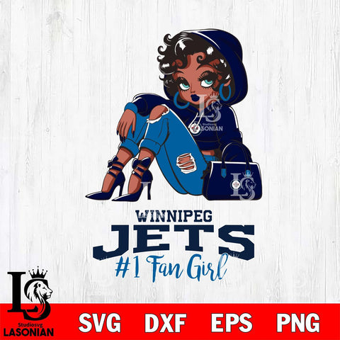 Winnipeg Jets #1 beauty Black Fan Girl, Svg Eps Dxf Png File, Digital Download