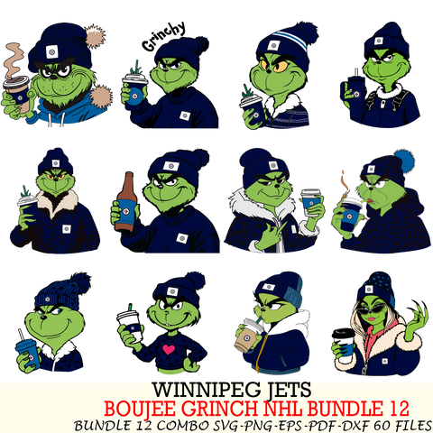 Winnipeg Jets  Boujee Grinch NHL Bundle 12 SVG Eps Dxf Png File, Digital Download, Instant Download