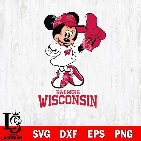 Wisconsin Badgers #1 Fan Minnie Mouse Svg Eps Dxf Png File, Digital Download, Instant Download