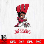 Wisconsin Badgers Beauty Black Fan Girl Football, Svg Eps Dxf Png File, Digital Download