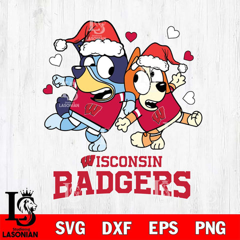 Wisconsin Badgers Bluey Christmas NFL Svg Eps Dxf Png File, Digital Download