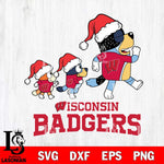 Wisconsin Badgers Bluey Family Christmas Svg Eps Dxf Png File, Digital Download