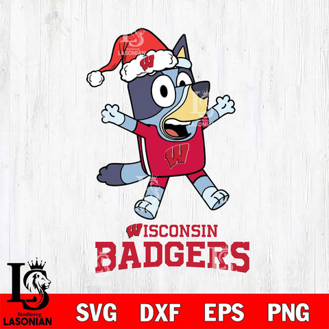 Wisconsin Badgers Bluey Happy Christmas Svg Eps Dxf Png File, Digital Download