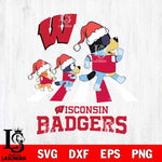 Wisconsin Badgers Christmas Family Bluey Walking Cut Files,Bluey Cricut,Christmas Svg , Bluey svg , Digital Download, dxf eps png pdf file