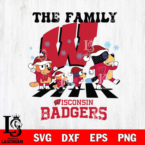 Wisconsin Badgers Family Bluey Christmas Svg Eps Dxf Png File, Digital Download