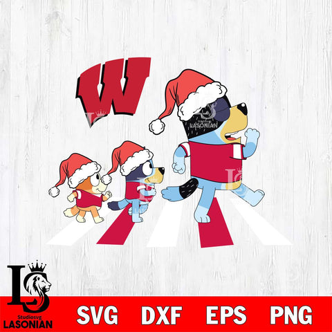 Wisconsin Badgers Family Bluey Walking Christmas Svg Eps Dxf Png File, Digital Download, Instant Download