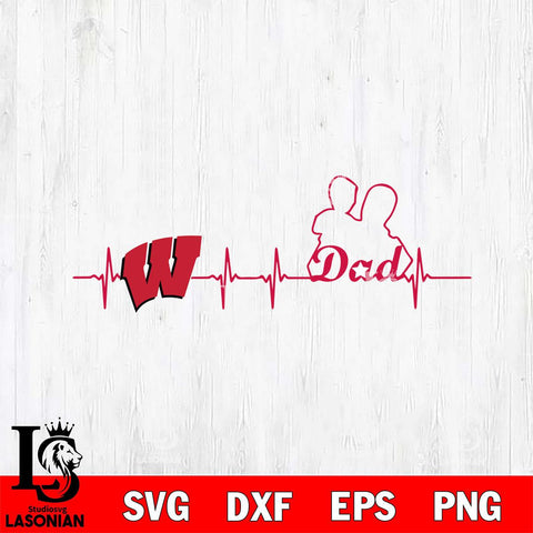 Wisconsin Badgers Father Heart Beat Svg Eps Dxf Png File, Digital Download, Instant Download