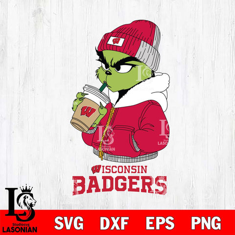 Wisconsin Badgers Grinch Bougie Christmas Cut Files Cricut, Svg Dxf Eps Png file, Digital download , Silhouette