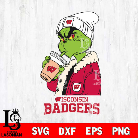 Wisconsin Badgers Grinch Bougie Football Svg Eps Dxf Png File, Digital Download, Instant Download