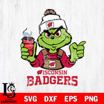 Wisconsin Badgers Grinch with coffee Svg Eps Dxf Png File, Digital Download, Instant Download