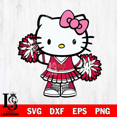 Wisconsin Badgers Hello Kitty Cheerleader 11 Svg Eps Dxf Png File, Digital Download, Instant Download