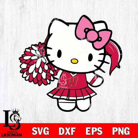 Wisconsin Badgers Hello Kitty Cheerleader 12 Svg Eps Dxf Png File, Digital Download, Instant Download