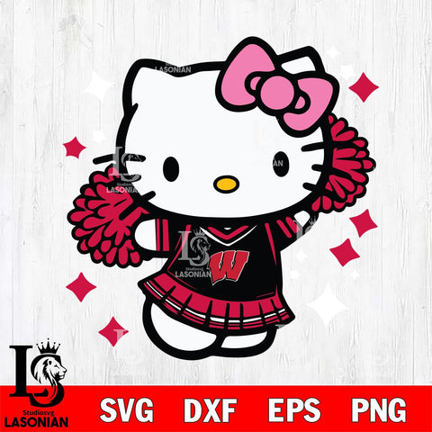 Wisconsin Badgers Hello Kitty Cheerleader 4 Svg Eps Dxf Png File, Digital Download, Instant Download