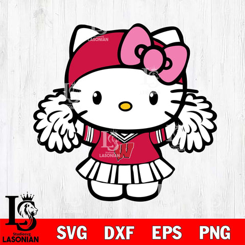 Wisconsin Badgers Hello Kitty Cheerleader 5 Svg Eps Dxf Png File, Digital Download, Instant Download