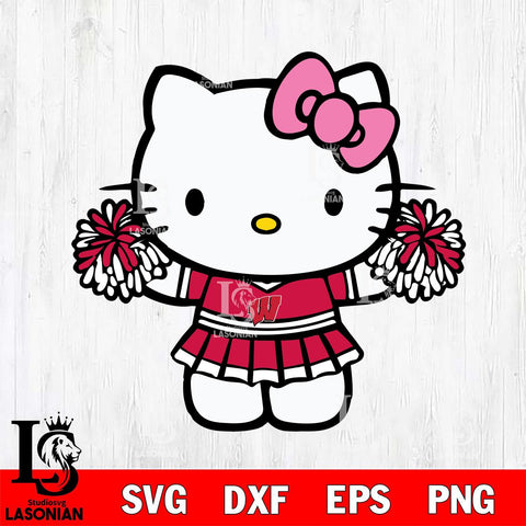 Wisconsin Badgers Hello Kitty Cheerleader 9 Svg Eps Dxf Png File, Digital Download, Instant Download