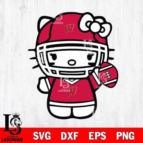 Wisconsin Badgers Hello Kitty sport 6 Svg Eps Dxf Png File, NCAA svg, Digital Download, Instant Download