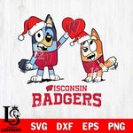 Wisconsin Badgers Love Bluey Christmas Svg Eps Dxf Png File, Digital Download