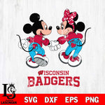 Wisconsin Badgers Mickey Minnie Valentine Rugby Svg Eps Dxf Png File, Digital Download ,Instant Download, Cricut File