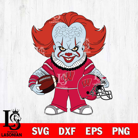 Wisconsin Badgers Pennywise Horror Sport Svg Eps Dxf Png File, Digital Download