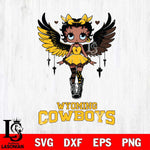 Wyoming Cowboys Anglel Black Fan Girl Betty Boop, Svg Eps Dxf Png File, Digital Download