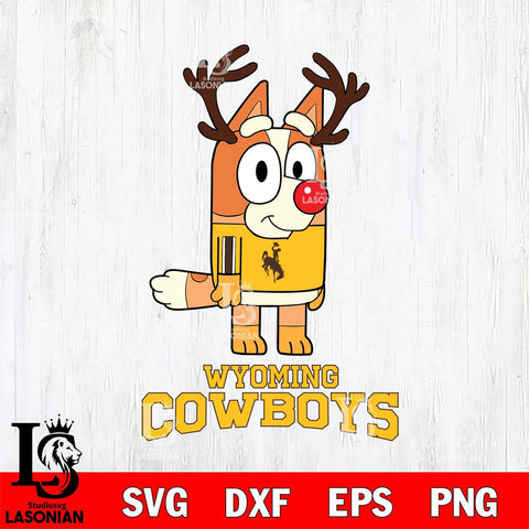 Wyoming Cowboys Bluey Chilli Christmas Deer Svg Eps Dxf Png File, Digital Download