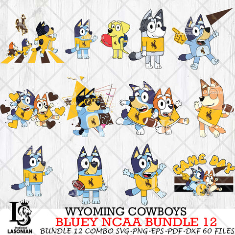 Wyoming Cowboys Bluey NCAA Bundle 12 Svg Eps Dxf Png File, Digital Download, Instant Download