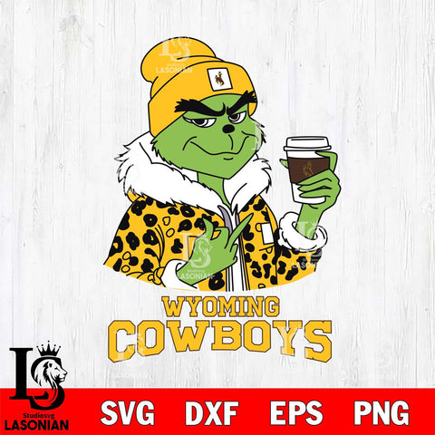 Wyoming Cowboys Boujee Grinch Leopard Christmas Cut Files Cricut, Svg Dxf Eps Png file, Digital download , Silhouette