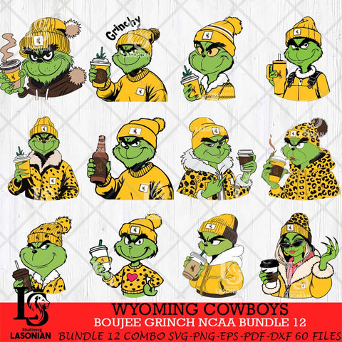 Wyoming Cowboys Boujee Grinch NCAA Bundle 12 SVG Eps Dxf Png File, Digital Download, Instant Download