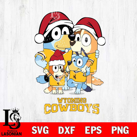 Wyoming Cowboys Christmas Bluey Family Sport Cut Files,Bluey Cricut,Christmas Svg , Bluey svg , Digital Download, dxf eps png pdf file