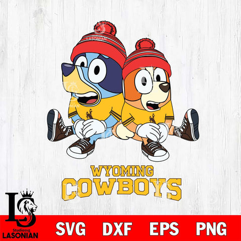 Wyoming Cowboys Christmas Bluey & Bingo Sit Cut Files,Bluey Cricut,Christmas Svg , Bluey svg , Digital Download, dxf eps png pdf file