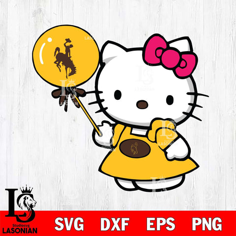 Wyoming Cowboys Cute Hello Kitty 2 Svg Eps Dxf Png File, Digital Download, Instant Download