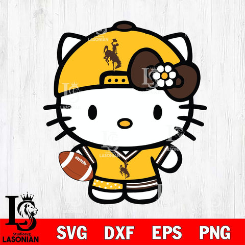 Wyoming Cowboys Cute Hello Kitty Football 10 Svg Eps Dxf Png File, NCAA svg, Digital Download, Instant Download