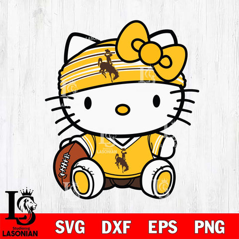 Wyoming Cowboys Cute Hello Kitty Football 12 Svg Eps Dxf Png File, NCAA svg, Digital Download, Instant Download