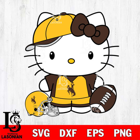 Wyoming Cowboys Cute Hello Kitty Football 4 Svg Eps Dxf Png File, NCAA svg, Digital Download, Instant Download