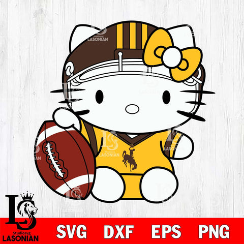 Wyoming Cowboys Cute Hello Kitty Football 5 Svg Eps Dxf Png File, NCAA svg, Digital Download, Instant Download