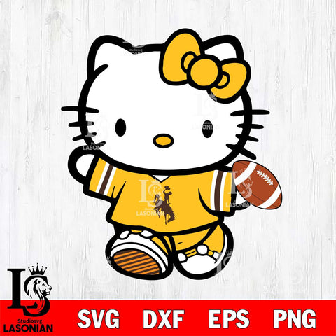 Wyoming Cowboys Cute Hello Kitty Football 7 Svg Eps Dxf Png File, NCAA svg, Digital Download, Instant Download