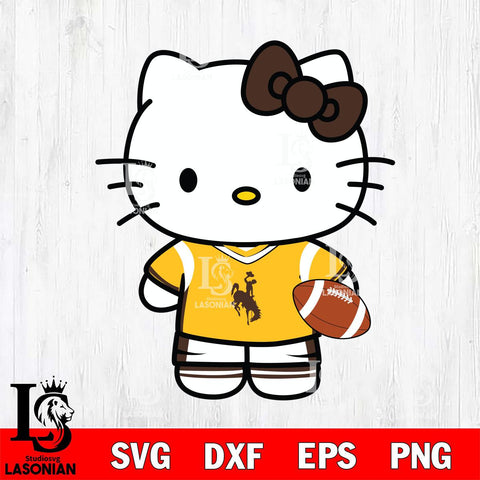 Wyoming Cowboys Cute Hello Kitty Football 8 Svg Eps Dxf Png File, NCAA svg, Digital Download, Instant Download