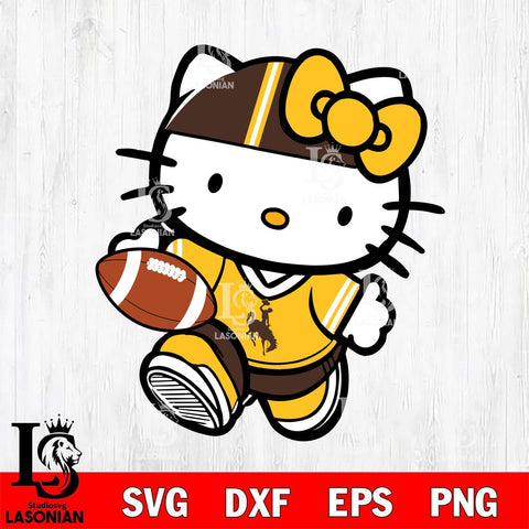 Wyoming Cowboys Cute Hello Kitty Football 9 Svg Eps Dxf Png File, NCAA svg, Digital Download, Instant Download