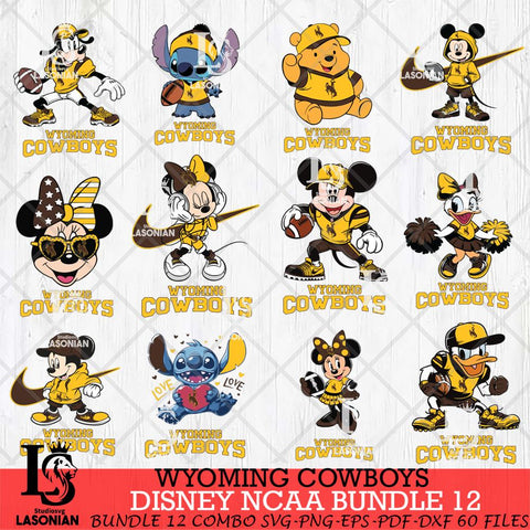 Wyoming Cowboys Disney NCAA Bundle Svg PNG 12 Svg Eps Dxf Png File, Digital Download