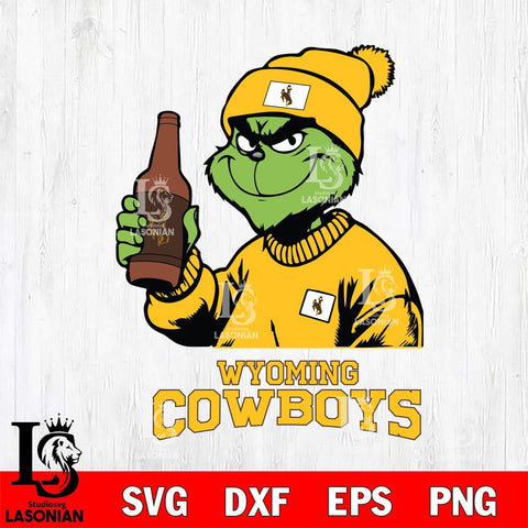 Wyoming Cowboys Grinch Drinking Beer Christmas Cut Files Cricut, Svg Dxf Eps Png file, Digital download , Silhouette